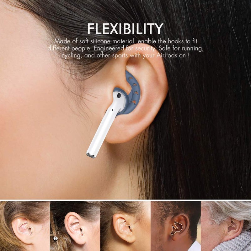AhaStyle 3 Pairs AirPods Ear Hooks Cover Silicone Accessories Compatible with Apple AirPods and EarPods Headphones(Navy Blue) - Image 3